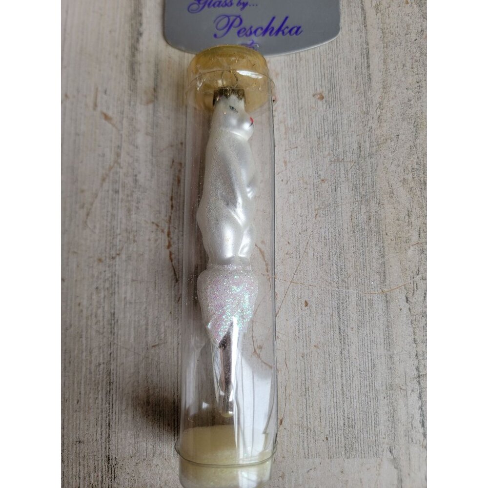 Unique vintage bear rabbit icicle ornament‎ glass Xmas glitter ice